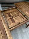 Záhradný nábytok z akáciového dreva záhradný set 6 osôb s vankúšmi komplet Farba béžová a hnedá