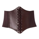 ЖЕНСКИЙ ШИРОКИЙ КРУЖЕВОЙ КОРСЕТ, КОРИЧНЕВЫЙ