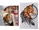 Съемная временная татуировка ловец снов с перьями лисы, разноцветное животное, 21 см