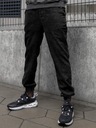 Pánske džínsové NOHAVICE so sťahovacou šnúrkou JIGGA WEAR Módne MRAMORové čierne XL Strih baggy/joggery