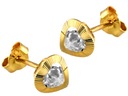 Женские серьги-сердечки из золота 585 пробы с цирконами, шпилька на шпильке