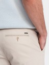 Spodnie męskie chino SLIM FIT kremowe V1 OM-PACP-0186 M Kolor beżowy