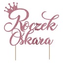 Топпер для торта 1 день рождения ОДИН ГОД ИМЯ ЗОЛОТАЯ КОРОНА БЛЕСК РОЗА