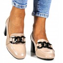 БЕЖЕВЫЕ ЭЛЕГАНТНЫЕ ОБУВЬ-ТУФЛИ С ЦЕПОЧКОЙ МОДНАЯ