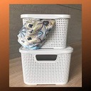 KOŠ NÁDOBA ORGANIZÉR VOLNĚ STOJÍCÍ BÍLÝ ODVĚTRÁVANÝ S VÍKEM BRANQ 19L Délka (dlouhá strana) 38 cm