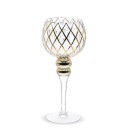 СТЕКЛЯННЫЙ ПОДСВЕЧНИК, ЧАШКА, 30см, ПРОЗРАЧНОЕ ЗОЛОТО