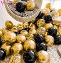 Воздушные шары Черный и Золотой Металлик ХРОМ 100 шт День Рождения Свадьба
