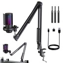 MIKROFON DO KOMPUTERA GAMINGOWY POJEMNOŚCIOWY RGB + STATYW