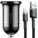 Быстрое автомобильное зарядное устройство 5В 2,4А + прочный кабель для iPhone 1м Baseus