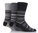 Pánske 3 páry ponožky Gentle Grip DECO NOIR voľný zdravotný lem