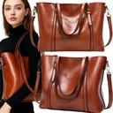 POJEMNA DAMSKA TORBA TOREBKA EKO-SKÓRZANA NA RAMIĘ BRĄZOWA POJEMNA+PASEK