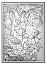 Obrazek srebrny Anioł Stróż na skale 13x18 cm Stan opakowania oryginalne