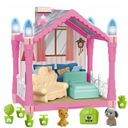 ИДЕАЛЬНЫЙ ДОМ ДЛЯ КУКОЛ С ТЕРРАСОЙ И СОБАКОЙ, РОЗОВЫЙ КОВРИК, 72 ЭЛЕМЕНТА +3 ГОДА