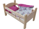 ДЕРЕВЯННАЯ КРОВАТЬ для кукол КУКЛЫ + ПОСТЕЛЬНОЕ ПРИДАНИЕ