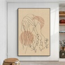 Абстрактное Лицо Искусства Одной Линии Листья Винтаж