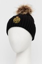 Lauren Ralph Lauren czapka z domieszką wełny kolor czarny z grubej dzianiny Marka Ralph Lauren