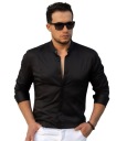 РУБАШКА МУЖСКАЯ КЛАССИЧЕСКАЯ, ОДНОКРАТНАЯ С ВОРОТНИКОМ-СТОЙКОЙ, ЧЕРНАЯ - XL