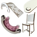 Комплект MONTESSORI ROCKER: РОЗОВАЯ подушка + стенка + направляющая для стула и столешницы