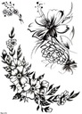Съемная татуировка цветы грудь бедро рука декольте ART веточки листья растения