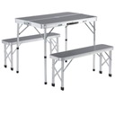 АЛЮМИНИЕВЫЙ ТУРИСТИЧЕСКИЙ СТОЛИК С 2 СЕРЫМИ СКАМЬЯМИ