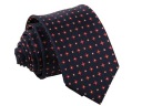 ТЕМНО-СИНИЙ ЖАККАРДОВЫЙ ГАЛСТУК С КРАСНЫМ УЗОРОМ [2269]