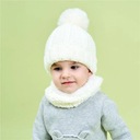New Winter Beanies Cap Set Boys Girls Thick Knitted Hat Scarf Plush Kids He Kolor beżowy
