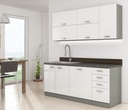 Комплект кухонной мебели белого цвета, 180 см. Глянцевый белый/Серый. Закрывать