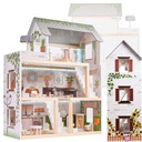 ДЕРЕВЯННЫЙ КУКОЛЬНЫЙ ДОМ LULILO FLORO BOHO СВЕТОДИОДНЫЙ СВЕТ + МЕБЕЛЬ 78см