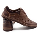 Мужские ажурные кожаные летние туфли на шнуровке POLISH 402L коричневые 37