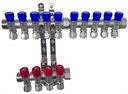 РАСПРЕДЕЛИТЕЛЬ X-HOME PEX 1” x 16 мм 10 КОНТУРОВ ХОЛОДНОЙ ВОДЫ 4 КОНТУРА ГОРЯЧЕЙ ВОДЫ