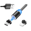 МАГНИТНЫЙ НЕЙЛОНОВЫЙ КАБЕЛЬ 3в1 MICRO USB TYP C