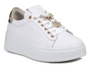 Buty sneakersy damskie białe creepersy na platformie skórzane SN67 36