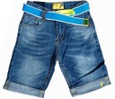 110-116 Krótkie Spodenki SZORTY JEANS pasek LATO