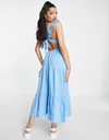 New Look modré midi šaty defekt 36 Veľkosť 36