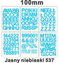 Jasny niebieski Alfabet, Cyfry 100mm samoprzylepne