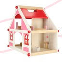 Domček pre bábiky drevený ružový montessori nábytok doplnky 36cm Stav balenia originálne