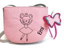 Сумочка со светло-розовой мышкой-балериной, именем и нарукавной повязкой-бабочкой.