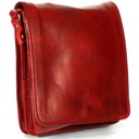 Pánska kožená taška cez rameno poštárka malá červená talianska Model retro old look rustykalny