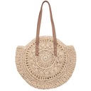 Бежевая женская пляжная сумка-шоппер на плечо