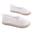 BIAŁE ESPARDYLE DAMSKIE KORONKOWE PÓŁBUTY WSUWANE TENISÓWKI PŁASKIE LEKKIE