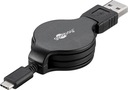 Выдвижной кабель USB-C/USB-A 1м 15Вт GOOBAY