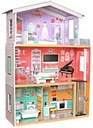Policajný domček pre bábiky Veľký drevený + set NÁBYTOK + doplnky +výťah Séria Domki dla lalek