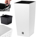 УЛИЧНЫЙ ЦВЕТОЧНЫЙ ВАЗ ИЗ РОТЕГА, БЕЛЫЙ С ВСТАВКОЙ, ВЫСОКАЯ КРЫШКА