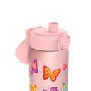 Розовая бутылочка для воды для девочек в школу Разноцветные бабочки ION8 0,5 л