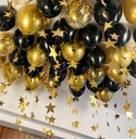 Воздушные шары Черный и Золотой Металлик ХРОМ 100 шт День Рождения Свадьба