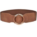 Женский КОРИЧНЕВЫЙ РЕМЕНЬ, широкий, ЭЛАСТИЧНАЯ РЕЗИНА, золотая пряжка