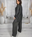 Ľanové nohavice culotte so širokými nohavicami LAILA M Dominujúca farba sivá