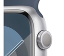 Apple Watch Series 9 GPS, 45 мм, серебристый корпус, спортивный ремешок M/L, темно-синий