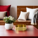 2 PIECES GOLDEN MOSIADZ ASHTRAY STYLIZED CIRCLE ATTEMPT DO AT HOME I BIURA  photo 13