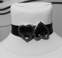 Ожерелье-чокер из кожи с сердечками в виде рок-воротника O039